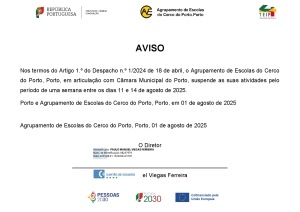 AVISO - dias de suspensão de atividades