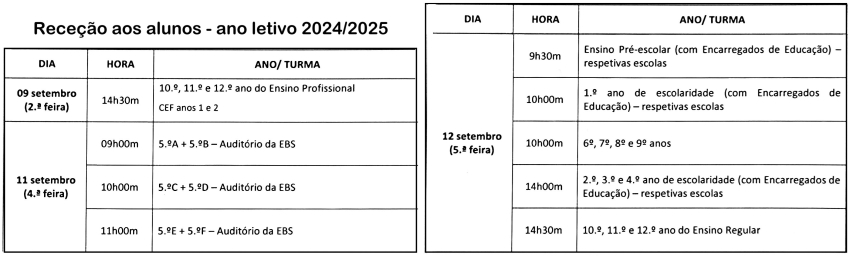 Receção aos alunos